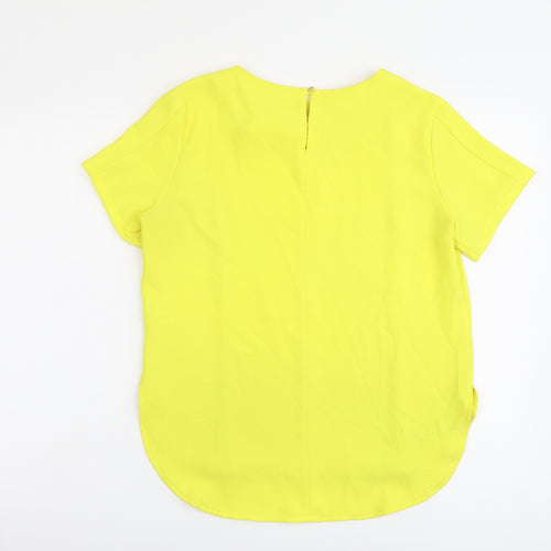 Atmosphere Womens Yellow Polyester Basic Blouse Size 12 Round Neck
