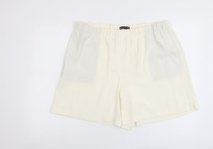 Marks and Spencer Womens Ivory Polyester Basic Shorts Size 20 L5 in Regular Pull On