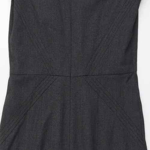 Marks and Spencer Womens Grey Polyester A-Line Size 12 V-Neck Zip