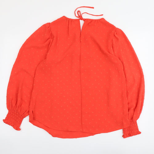 Marks and Spencer Womens Orange Geometric Polyester Basic Blouse Size 10 Scoop Neck - Hearts