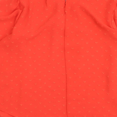 Marks and Spencer Womens Orange Geometric Polyester Basic Blouse Size 10 Scoop Neck - Hearts