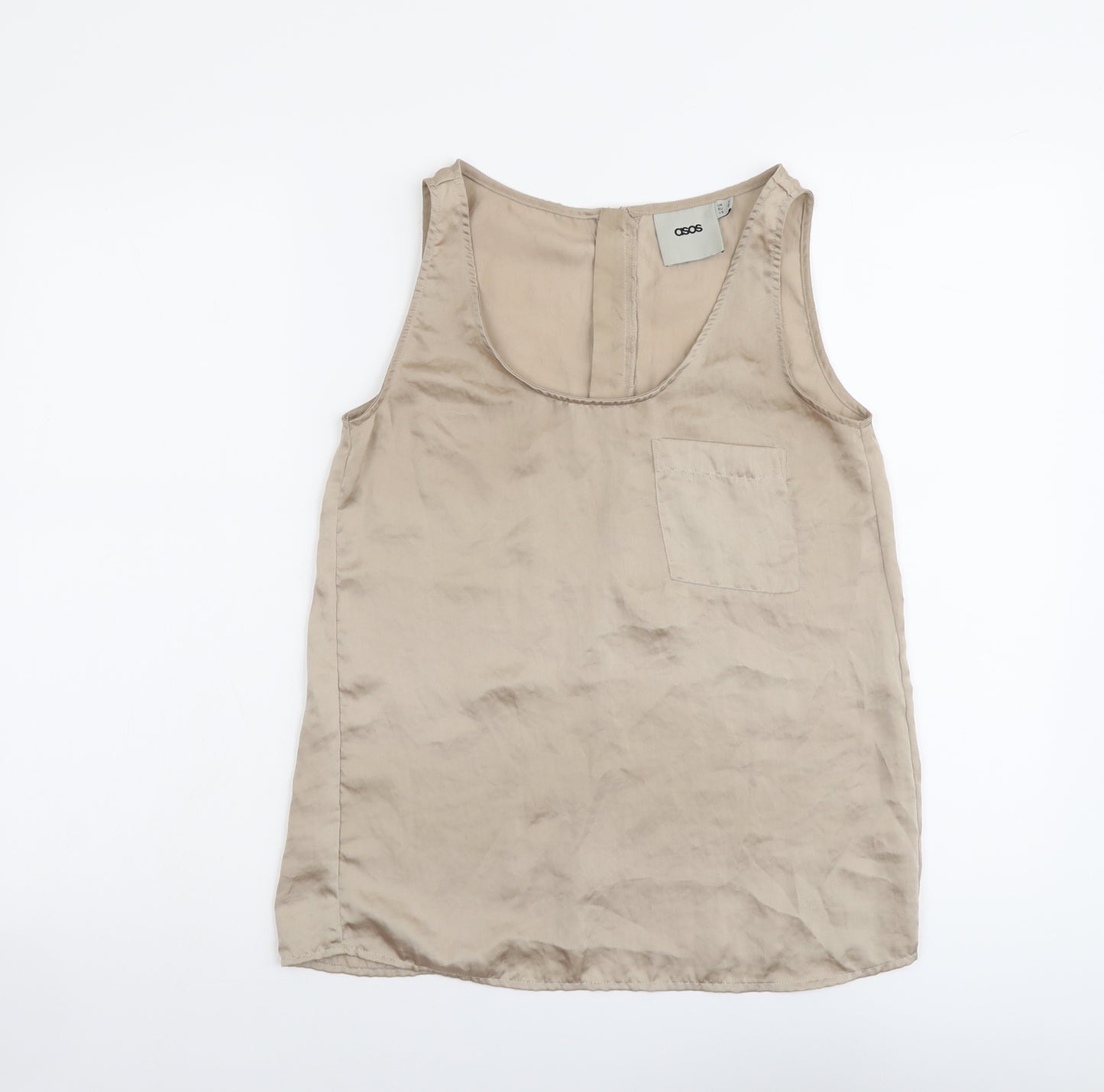 ASOS Womens Beige Polyester Basic Tank Size 8 Scoop Neck
