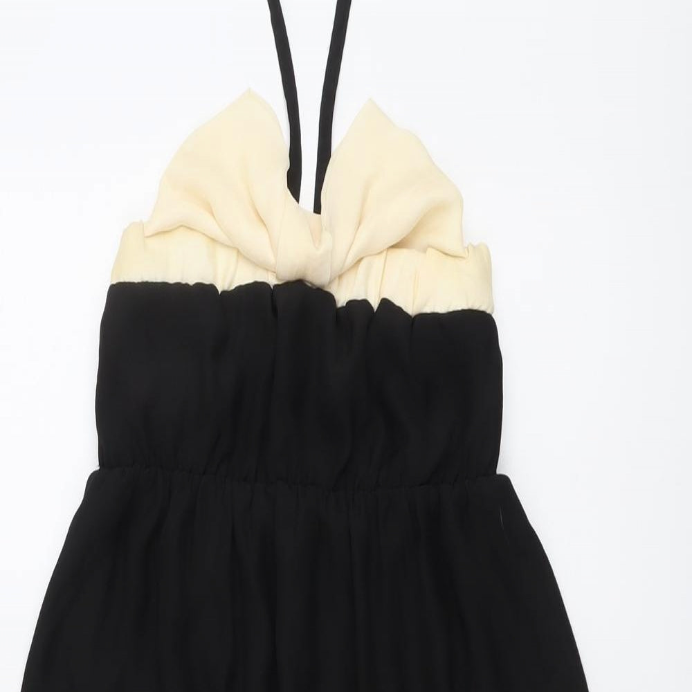 Zara Womens Black Colourblock Polyester Fit & Flare Size XS Halter Pullover