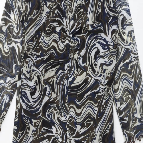 Stradivarius Womens Multicoloured Geometric Polyester A-Line Size M Round Neck Pullover