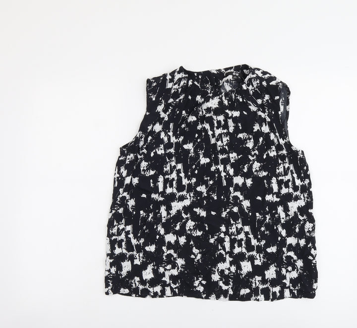Uniqlo Womens Black Geometric Viscose Basic Tank Size XS Round Neck