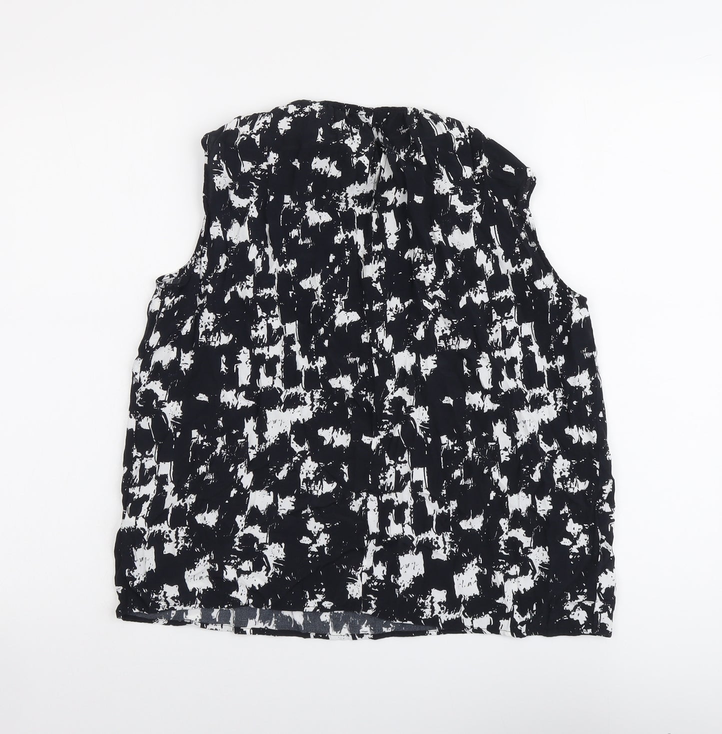 Uniqlo Womens Black Geometric Viscose Basic Tank Size XS Round Neck
