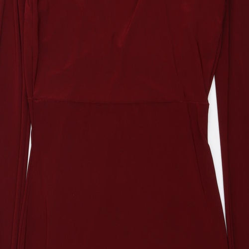 Boohoo Womens Red Polyester Bodycon Size 8 V-Neck Pullover