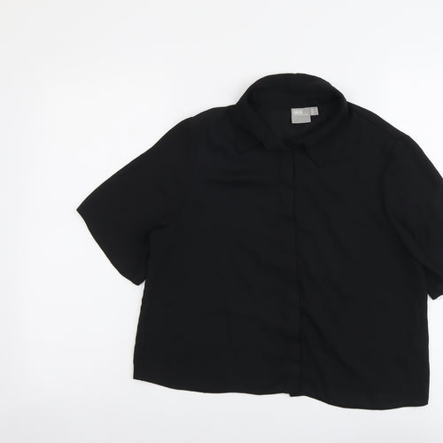 ASOS Womens Black Polyester Basic Button-Up Size 10 Collared