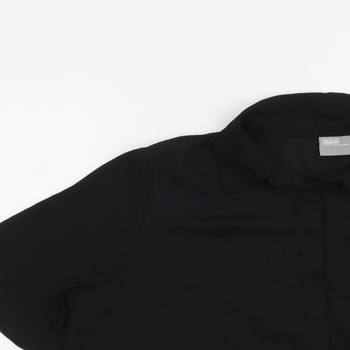 ASOS Womens Black Polyester Basic Button-Up Size 10 Collared