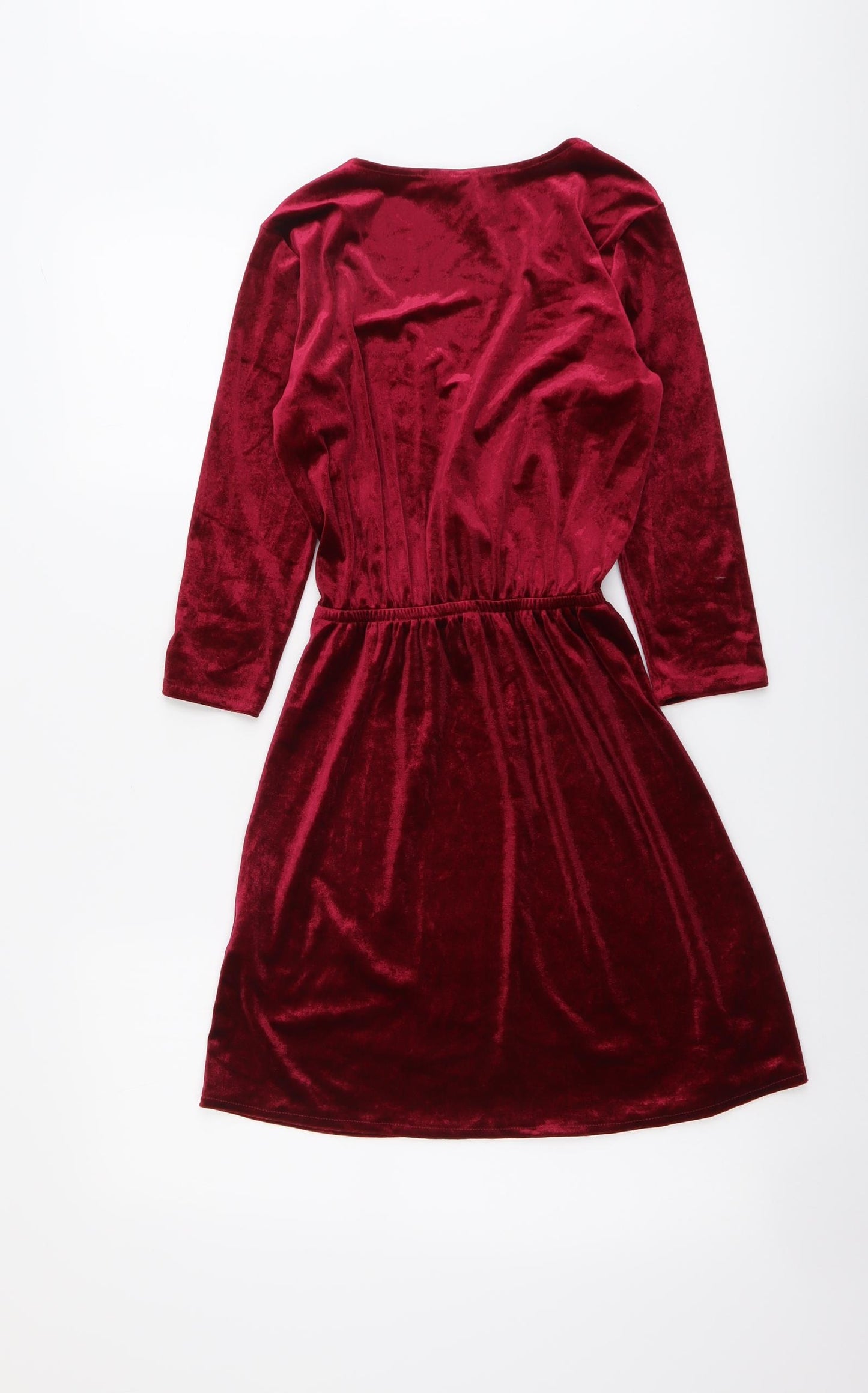 H&M Womens Red Polyester Fit & Flare Size 4 V-Neck Pullover