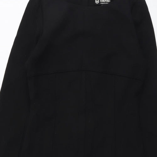 Komufond Womens Black Polyester A-Line Size M Round Neck Zip