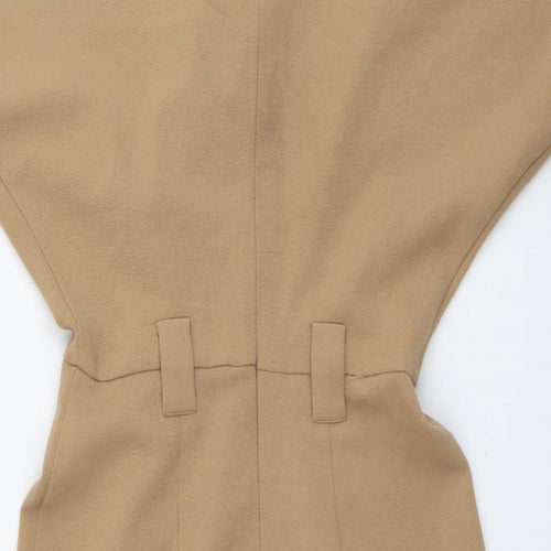 Select Womens Beige Polyester A-Line Size 6 V-Neck Zip