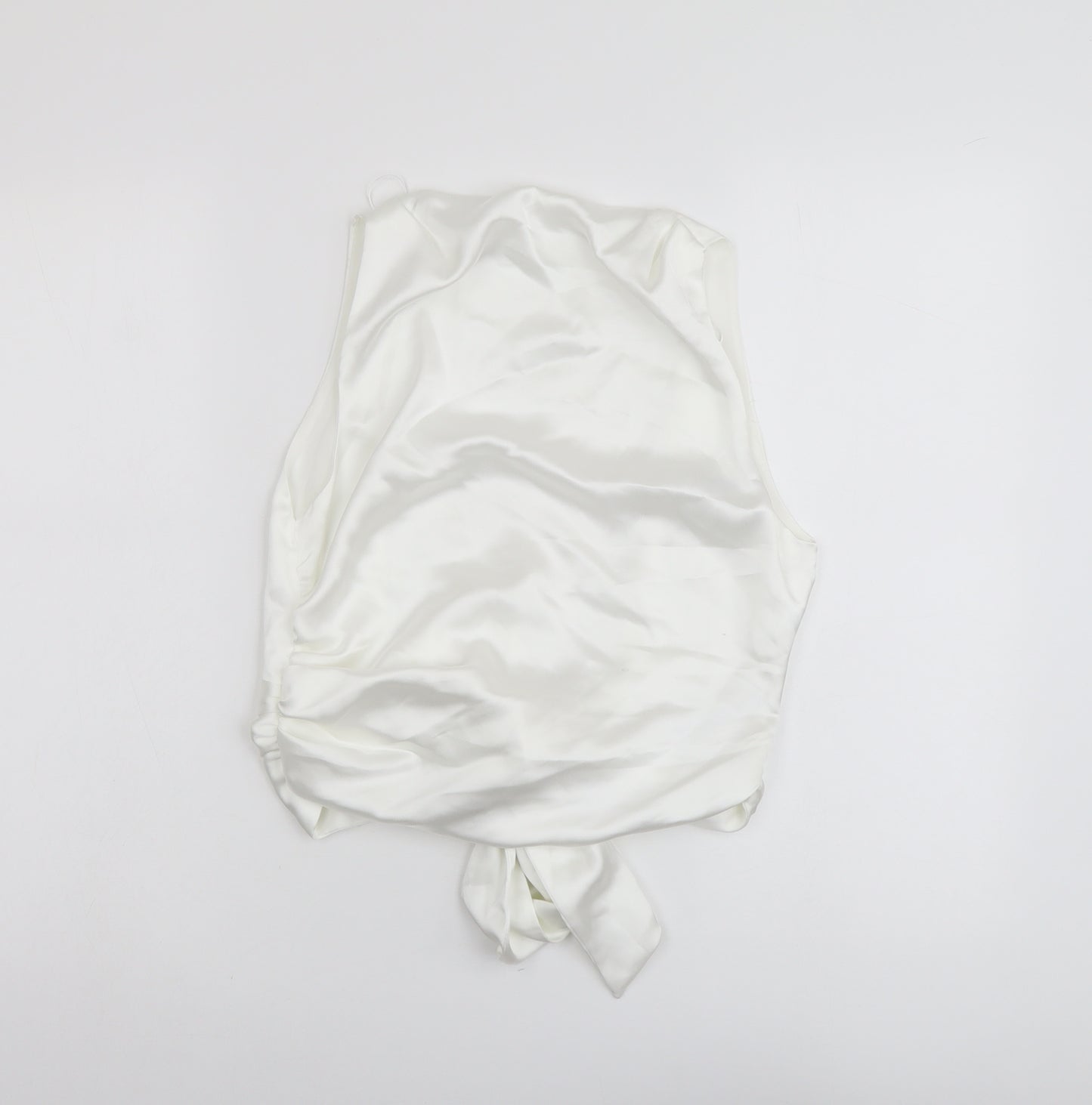 Zara Womens White Polyester Cropped Tank Size M Round Neck - Open Back