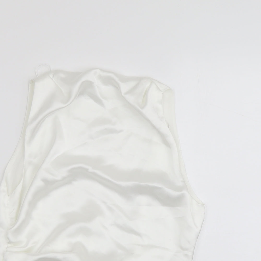 Zara Womens White Polyester Cropped Tank Size M Round Neck - Open Back