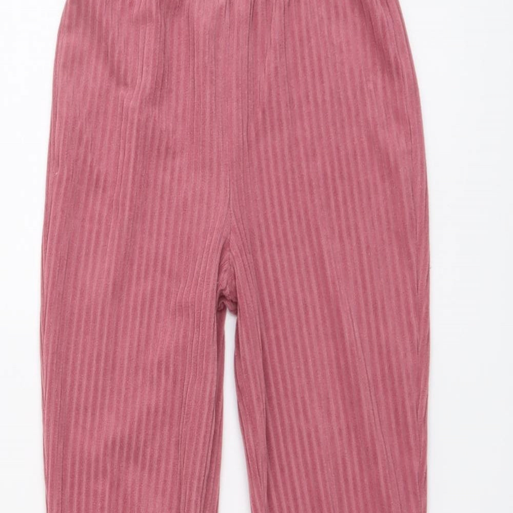 Primark Girls Pink Polyester Jogger Trousers Size 9-10 Years Regular Pullover - Ribbed