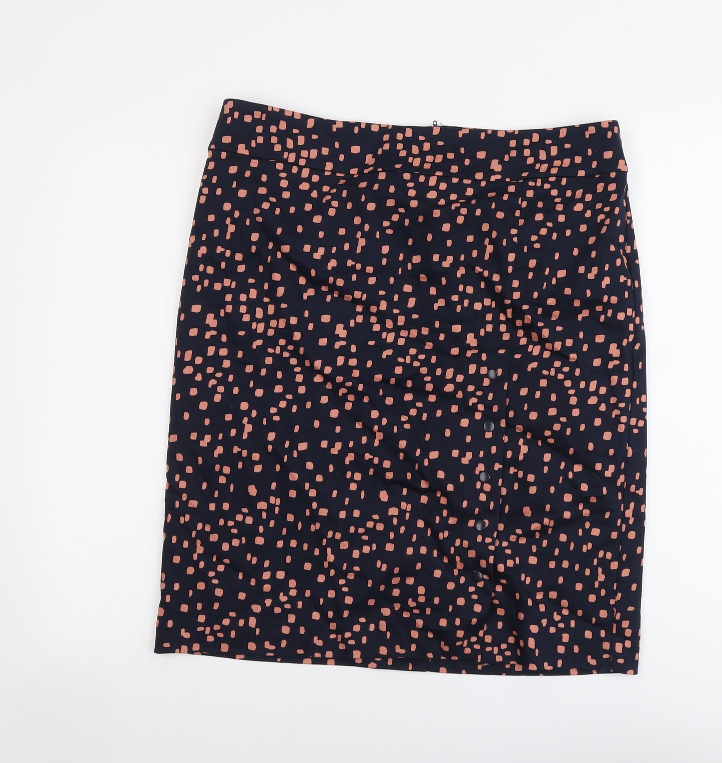 Preview Womens Blue Geometric Cotton Straight & Pencil Skirt Size 16 Zip