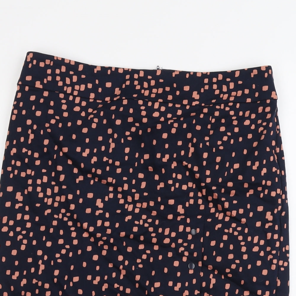 Preview Womens Blue Geometric Cotton Straight & Pencil Skirt Size 16 Zip