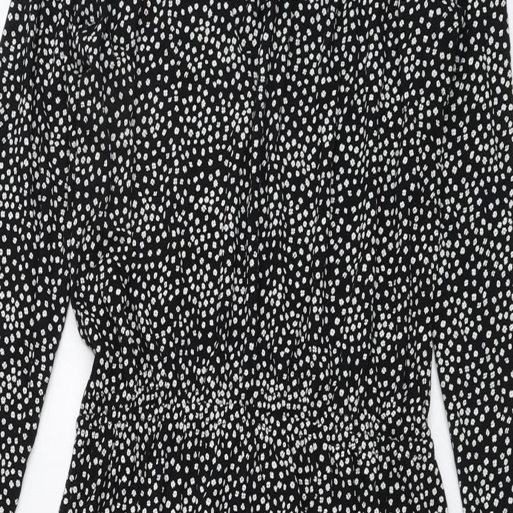 Peacocks Womens Black Floral Viscose Trapeze & Swing Size 12 V-Neck Pullover
