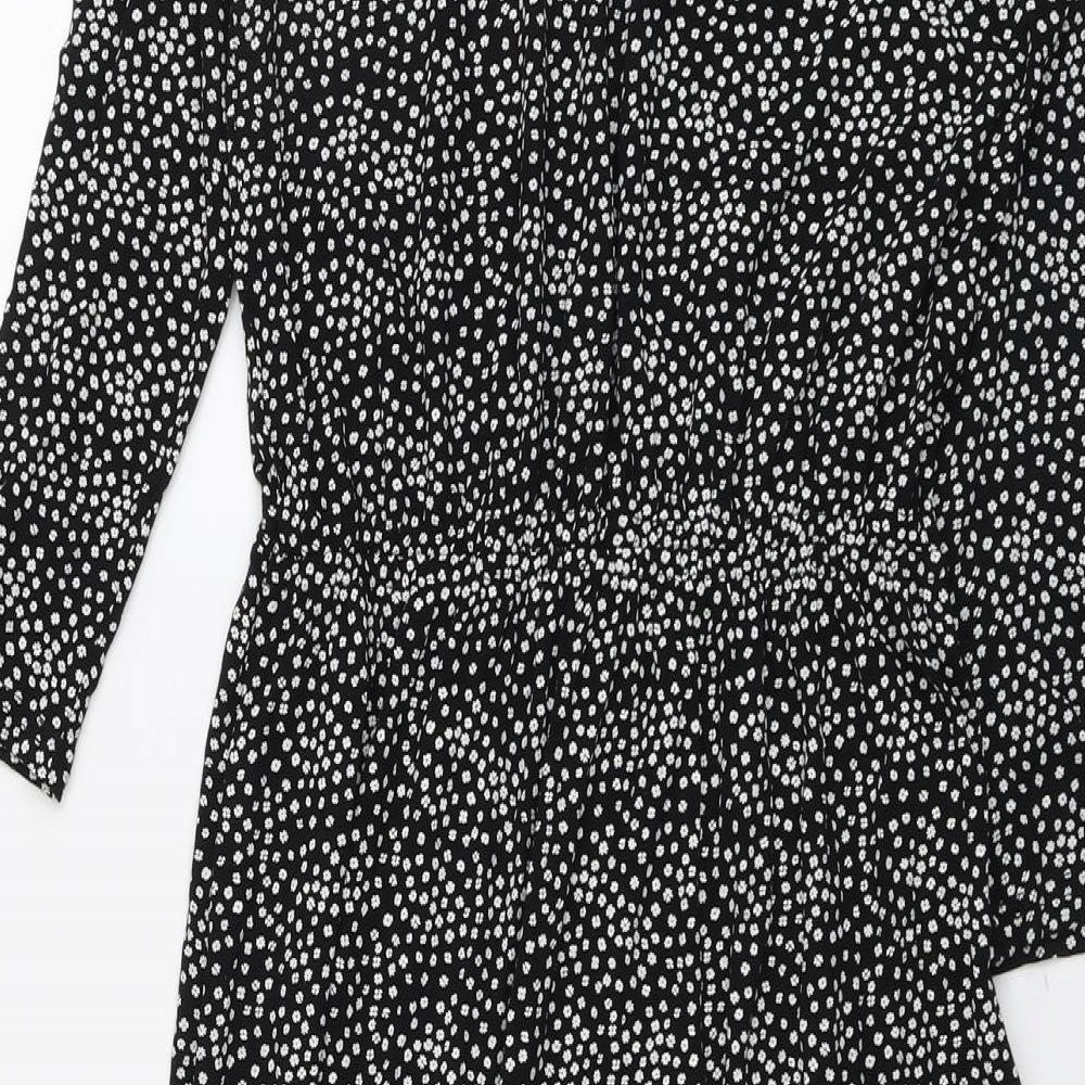 Peacocks Womens Black Floral Viscose Trapeze & Swing Size 12 V-Neck Pullover