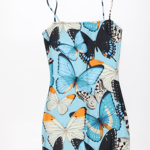 Mcewan Womens Multicoloured Geometric Polyester Bodycon Size XS Square Neck Pullover - Butterfly Pattern
