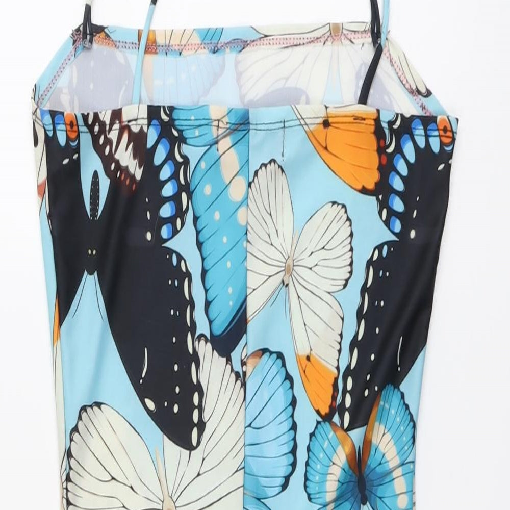 Mcewan Womens Multicoloured Geometric Polyester Bodycon Size XS Square Neck Pullover - Butterfly Pattern