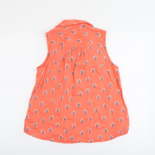 Monsoon Womens Orange Geometric Cotton Basic Tank Size 12 Collared