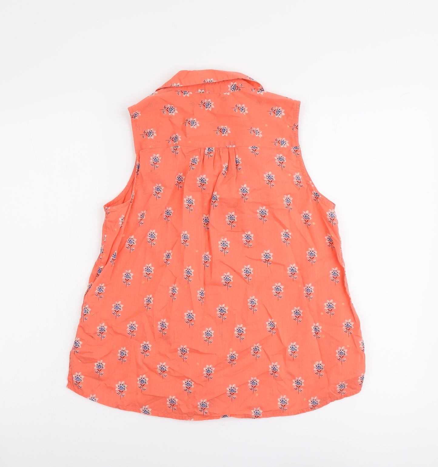 Monsoon Womens Orange Geometric Cotton Basic Tank Size 12 Collared