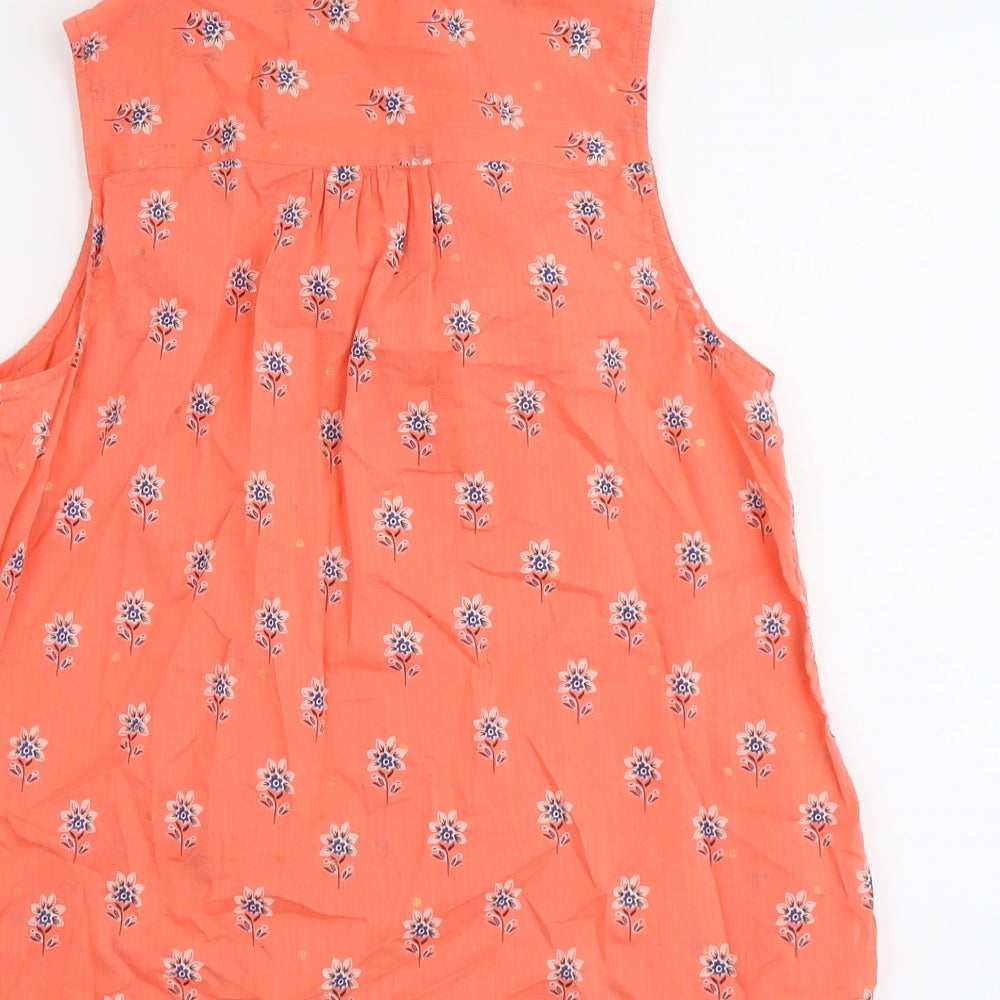 Monsoon Womens Orange Geometric Cotton Basic Tank Size 12 Collared