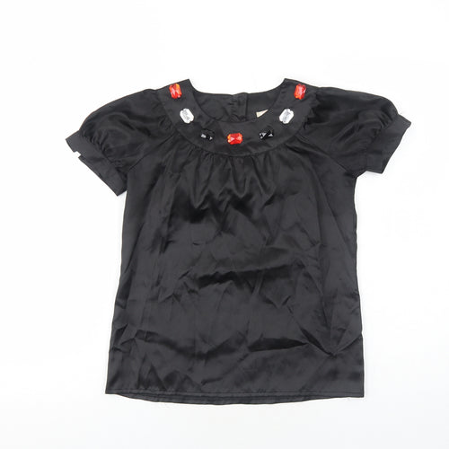CQ Womens Black Polyester Basic T-Shirt Size S Scoop Neck