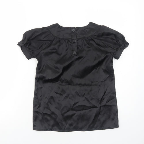 CQ Womens Black Polyester Basic T-Shirt Size S Scoop Neck