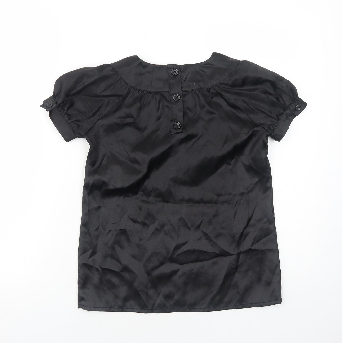 CQ Womens Black Polyester Basic T-Shirt Size S Scoop Neck