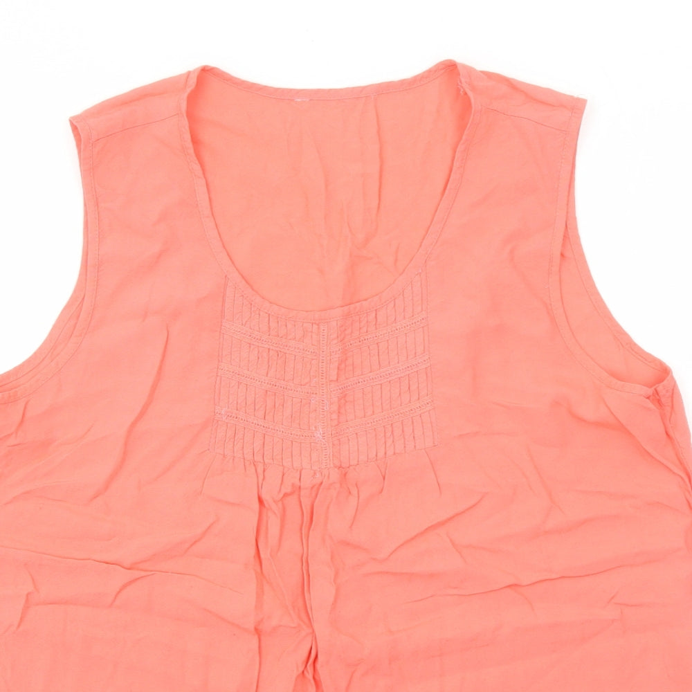 Peacocks Womens Pink Viscose Basic Tank Size 18 Scoop Neck