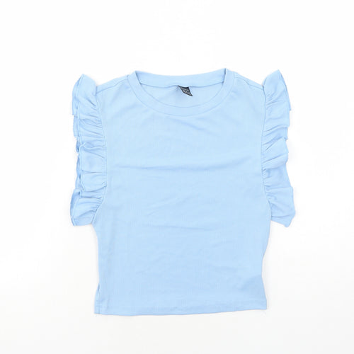 SheIn Womens Blue Polyester Cropped T-Shirt Size XS Round Neck