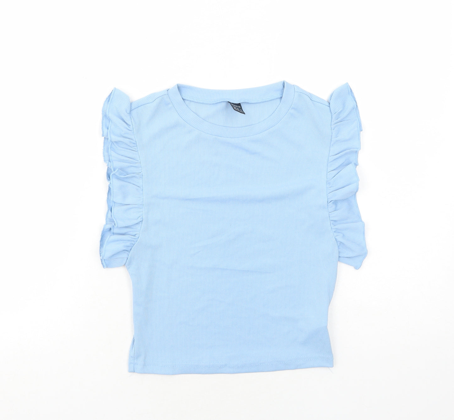 SheIn Womens Blue Polyester Cropped T-Shirt Size XS Round Neck