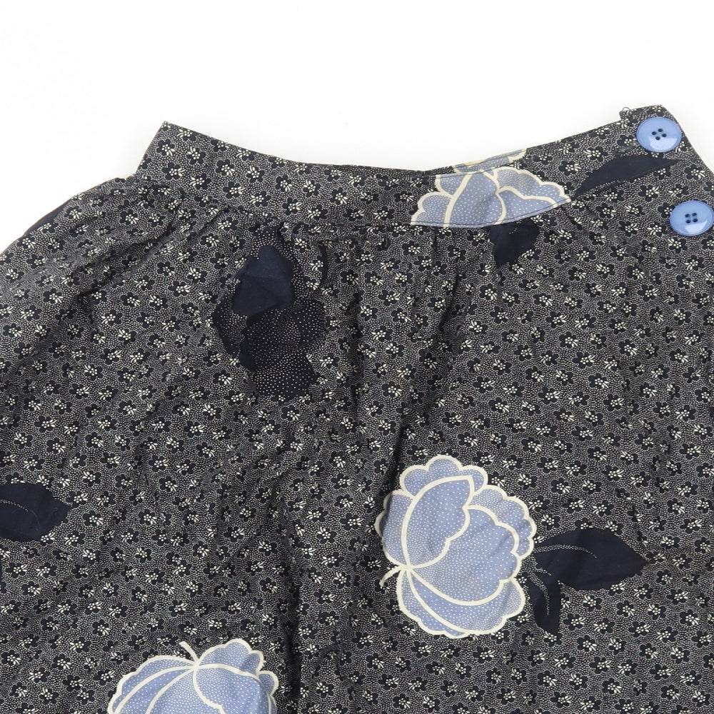 Richard Shops Womens Blue Geometric Cotton Swing Skirt Size 12 Button