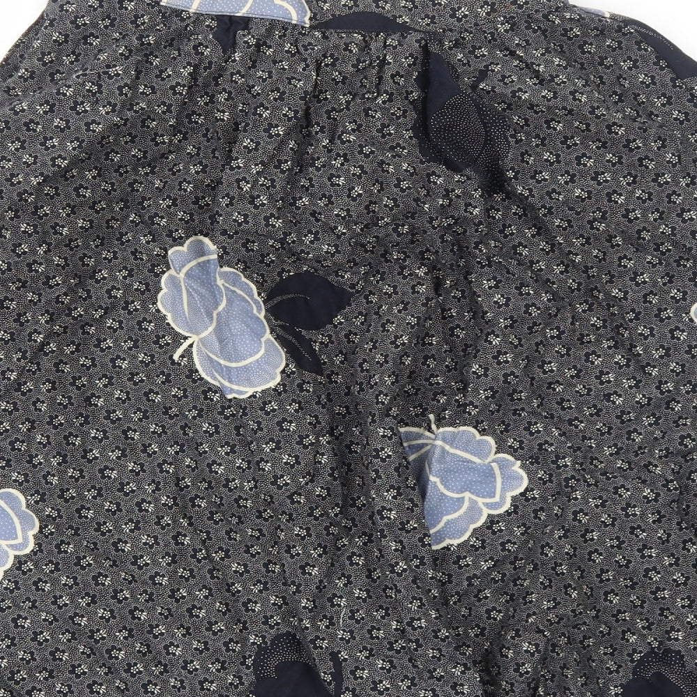 Richard Shops Womens Blue Geometric Cotton Swing Skirt Size 12 Button