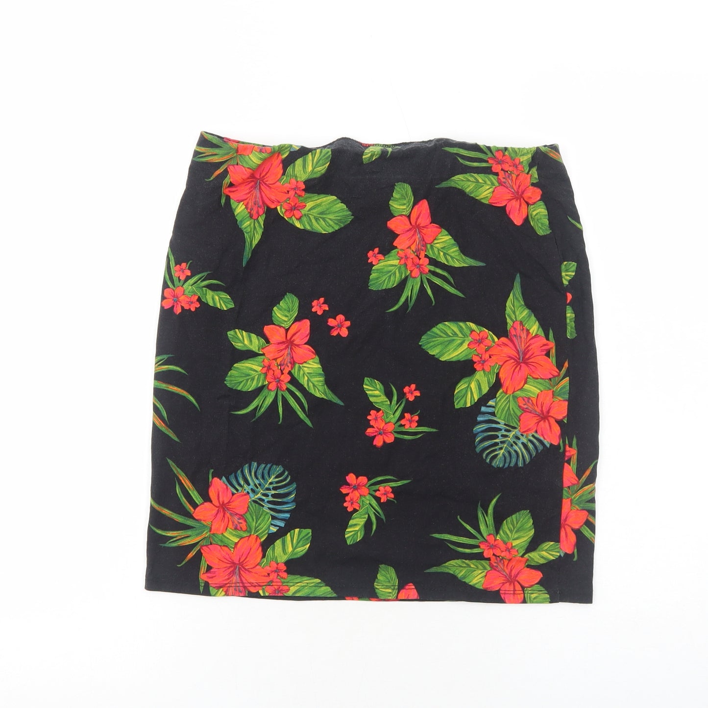 New Look Womens Black Floral Viscose A-Line Skirt Size 12
