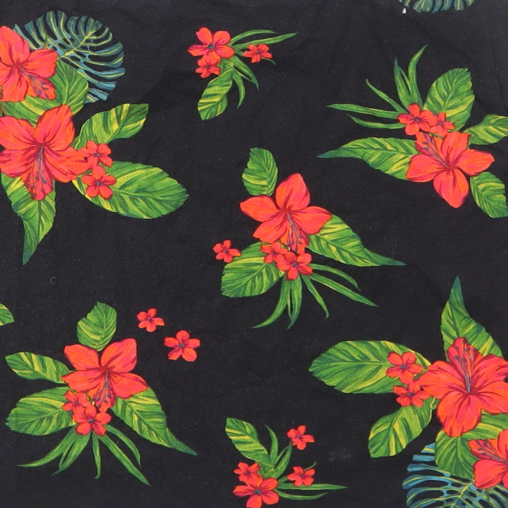 New Look Womens Black Floral Viscose A-Line Skirt Size 12