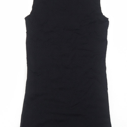 Topshop Womens Black Nylon A-Line Size 8 Round Neck Pullover