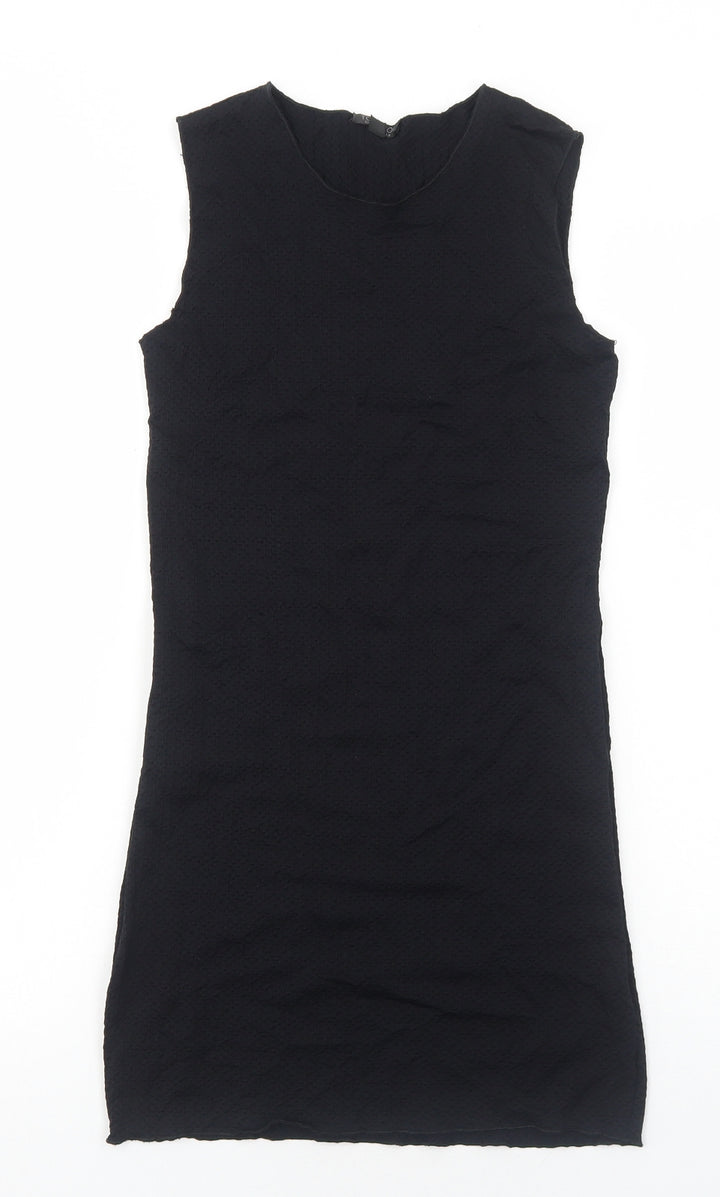 Topshop Womens Black Nylon A-Line Size 8 Round Neck Pullover