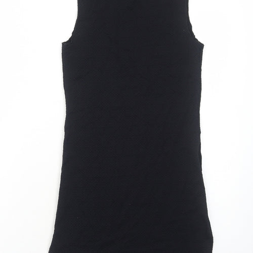 Topshop Womens Black Nylon A-Line Size 8 Round Neck Pullover