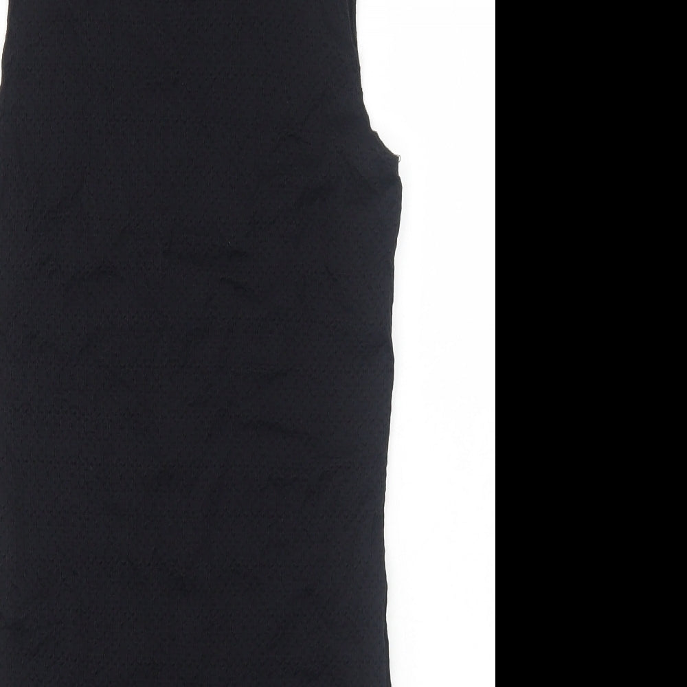 Topshop Womens Black Nylon A-Line Size 8 Round Neck Pullover
