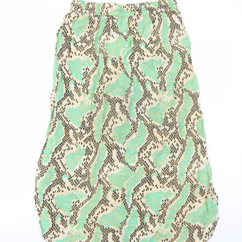 Anmol Womens Green Geometric Viscose Peasant Skirt Size S Drawstring