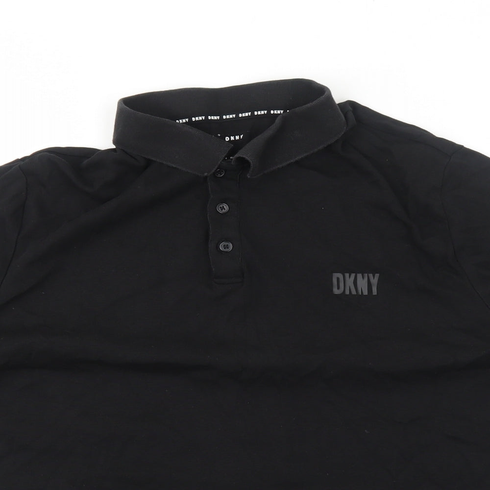 DKNY Mens Blue Cotton Polo Size L Collared Button