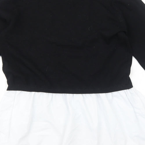 QED London Womens Black Cotton Basic Blouse Size 8 Round Neck - Shirt Trims
