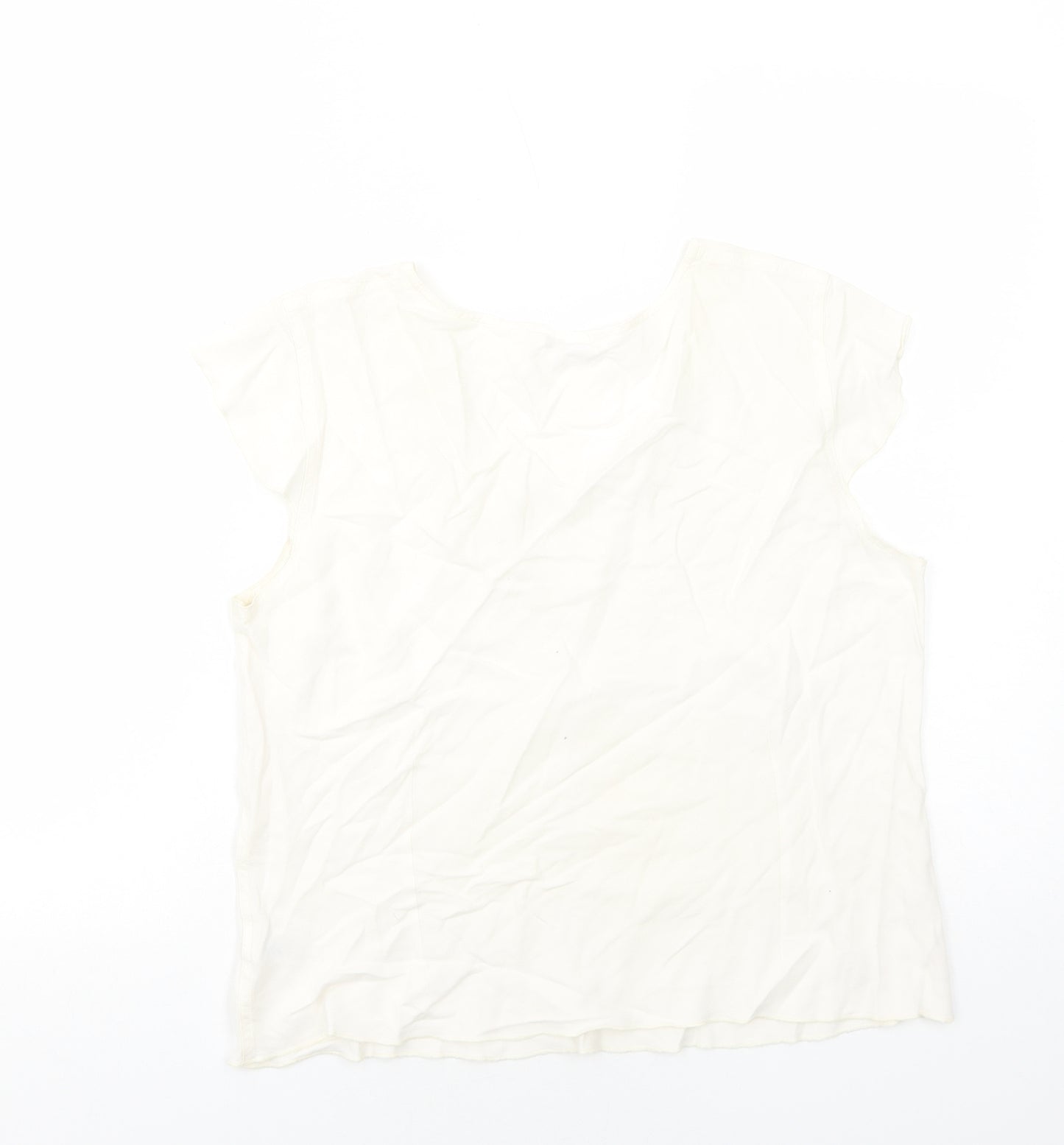 M&Co Womens Ivory Viscose Basic Blouse Size 16 Scoop Neck