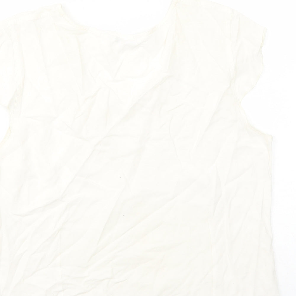 M&Co Womens Ivory Viscose Basic Blouse Size 16 Scoop Neck