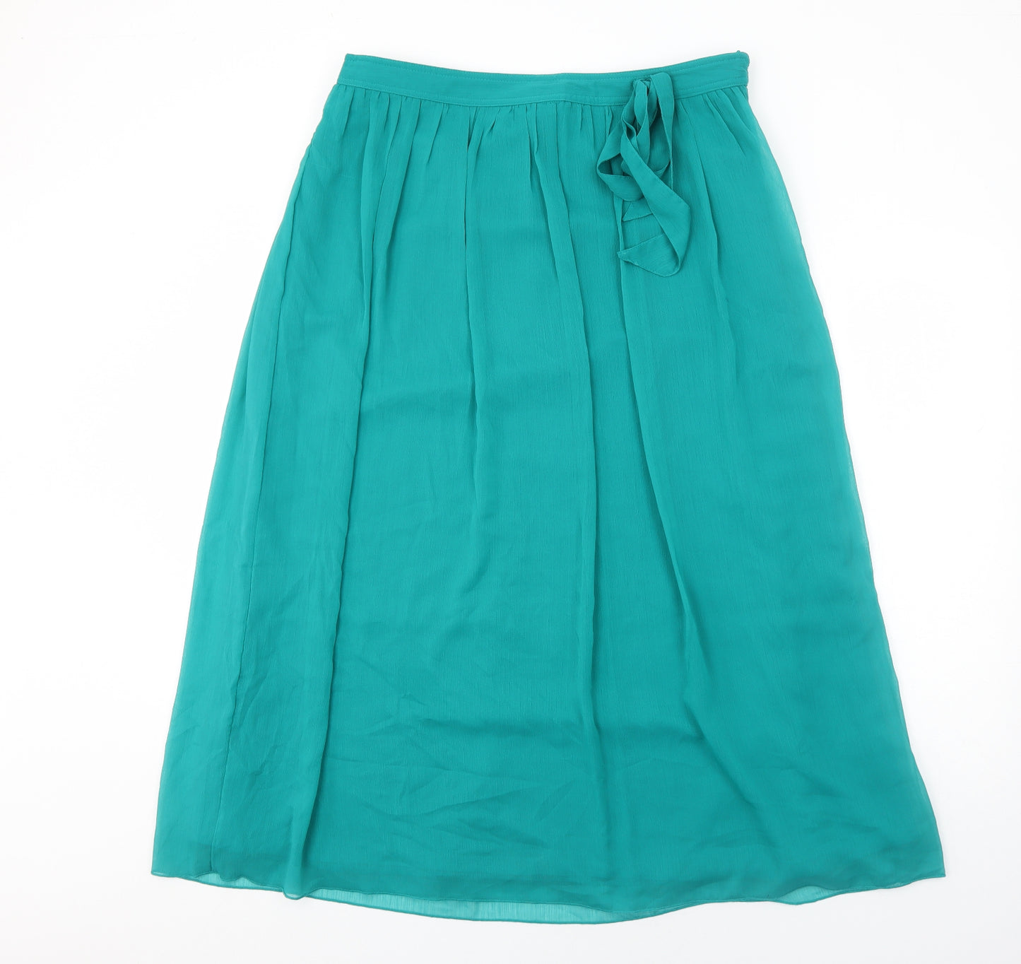 Per Una Womens Green Polyester Pleated Skirt Size 14 Zip