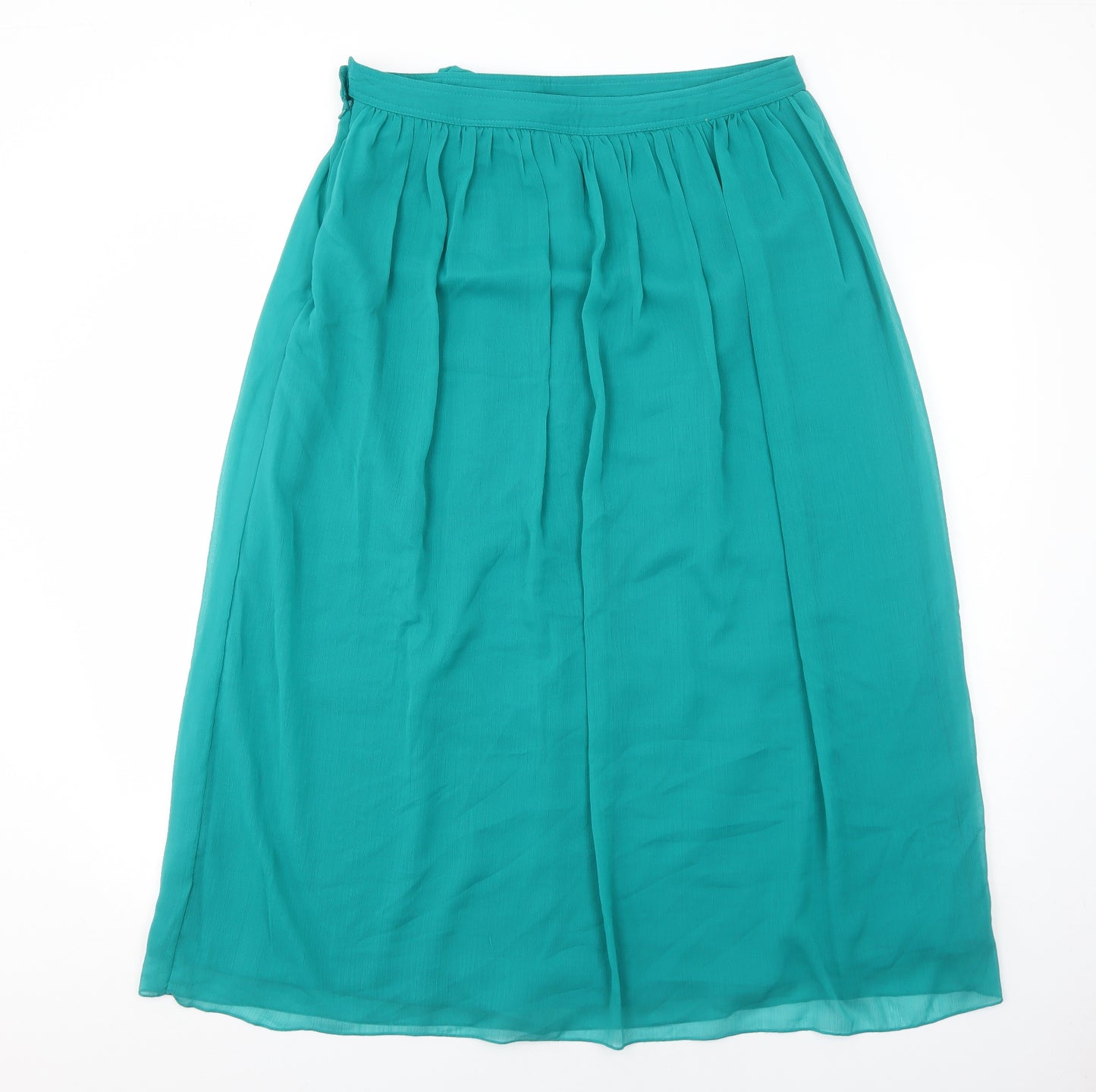 Per Una Womens Green Polyester Pleated Skirt Size 14 Zip