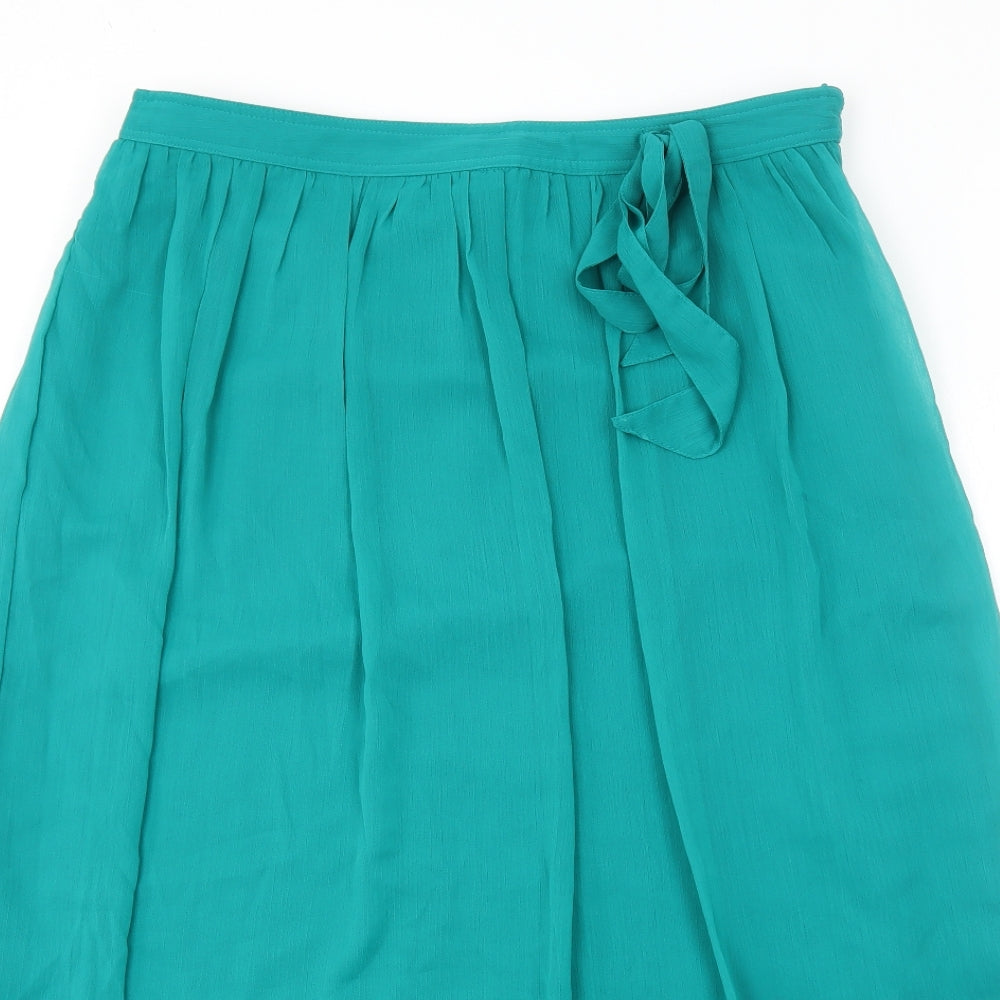 Per Una Womens Green Polyester Pleated Skirt Size 14 Zip